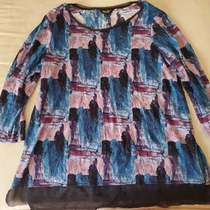 Simply Vera Wang blouse pink and blue pattern